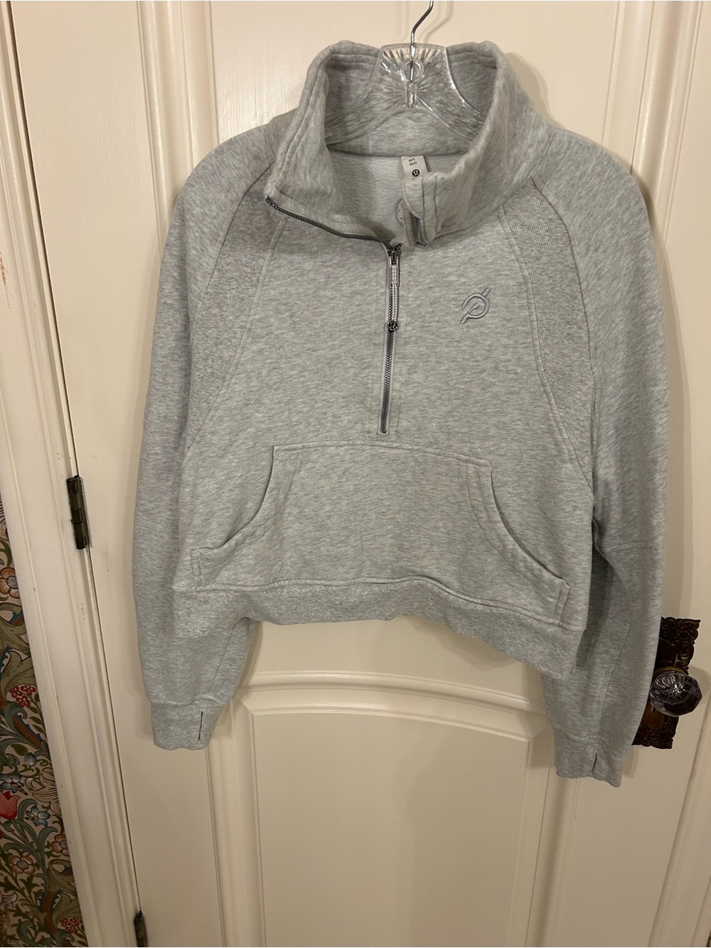 lululemon Peloton Heather Gray Cropped Quarter-Zip Pullover